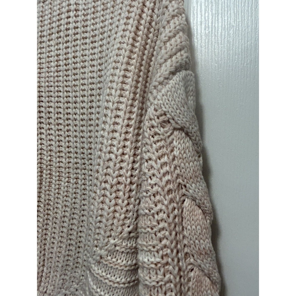 Moon & Madison Womens L Pink Cream Cable Knit Cropped Sweater NWT Boxy‎ Fit - Picture 11 of 13